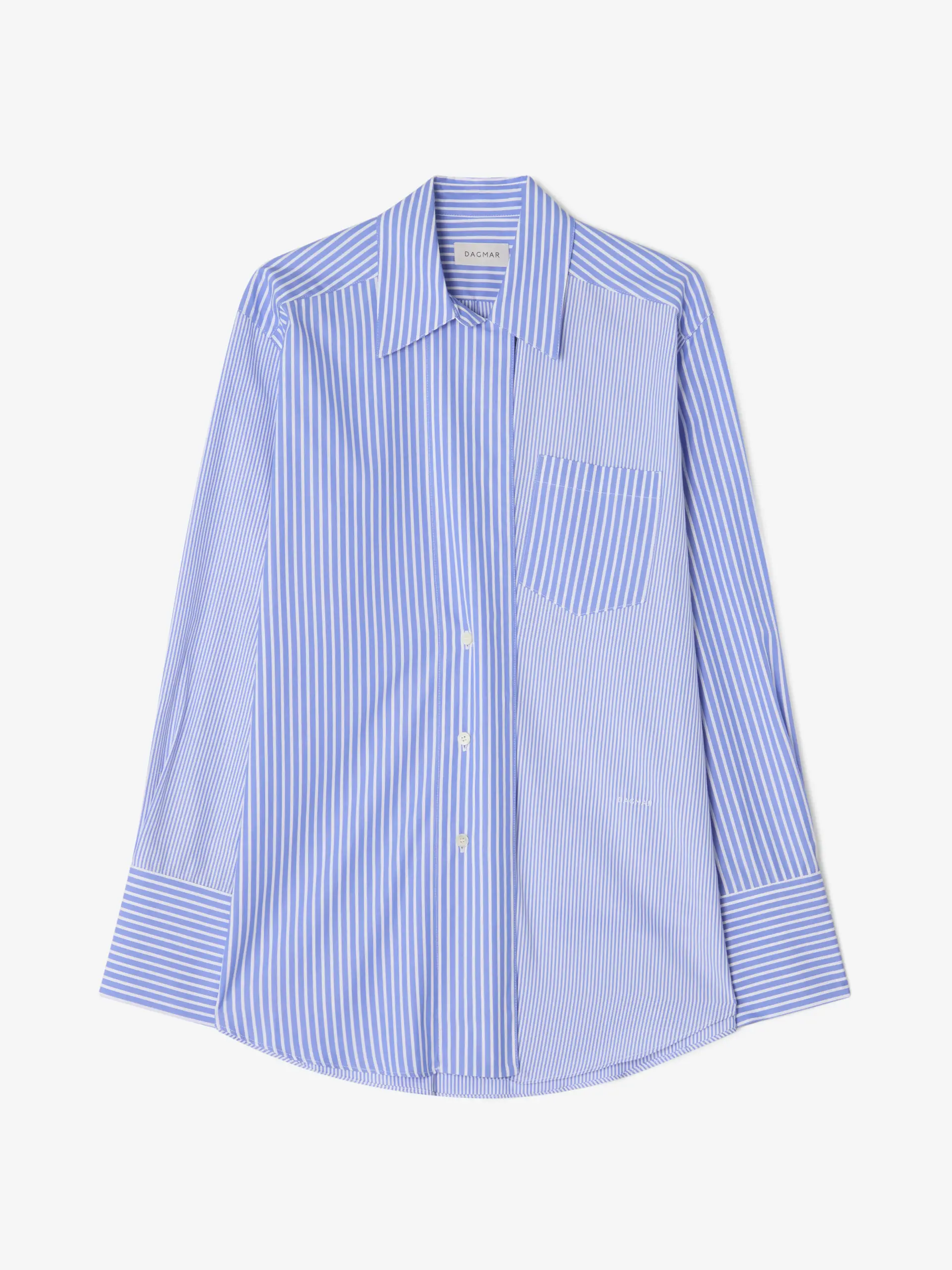 Asymmetric Organic Cotton Striped Shirt in Blue - Image 3