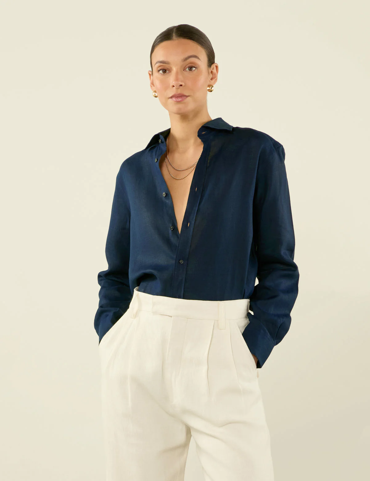 Boyfriend Linen Button Down Shirt in White - Image 7