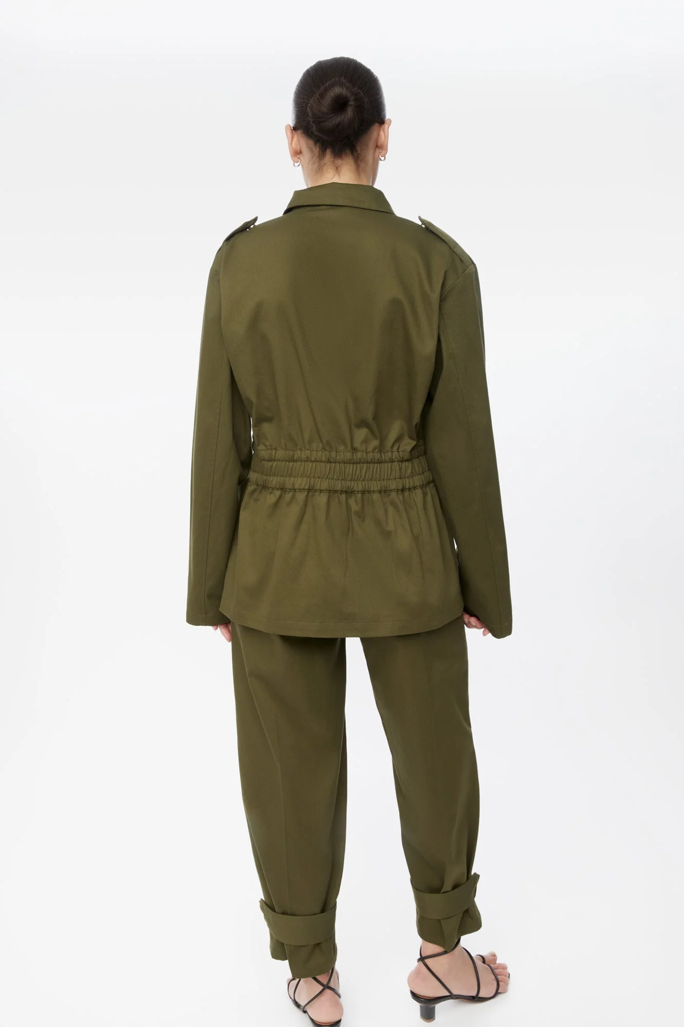 Canvas Cotton Utility Jacket in Olive - Image 3