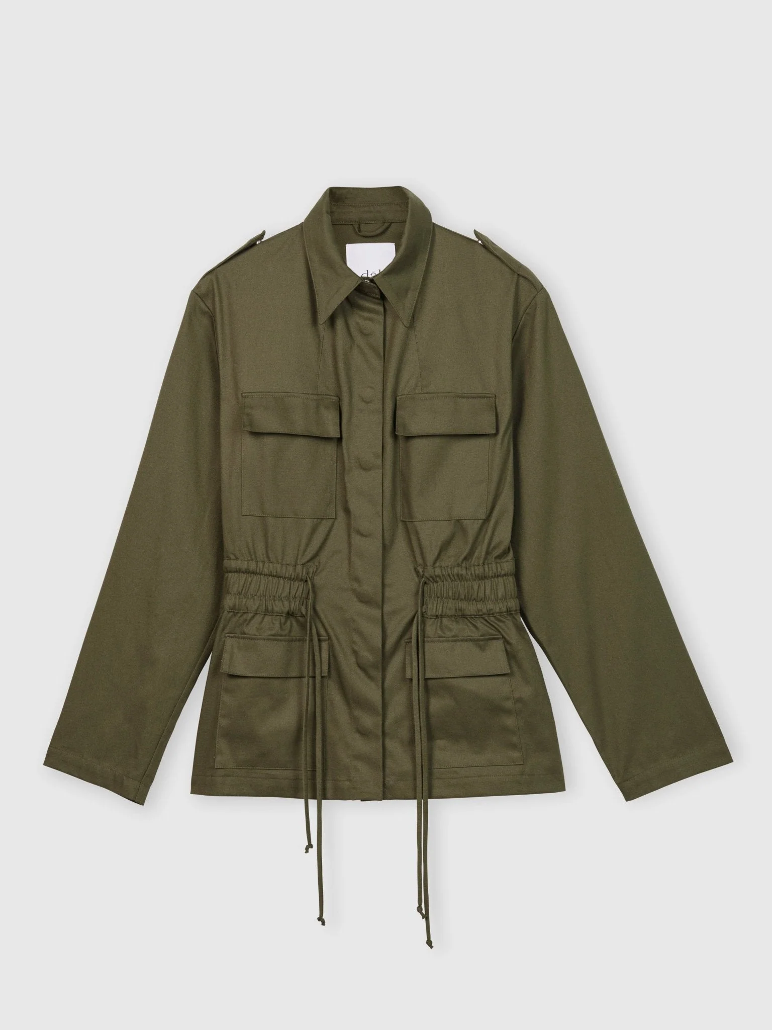 Canvas Cotton Utility Jacket in Olive - Image 4
