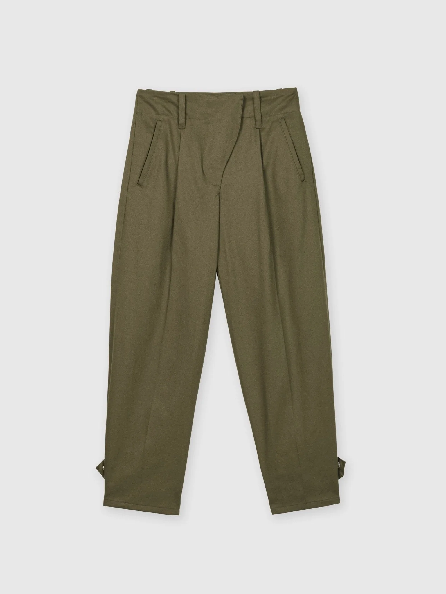 Canvas Cotton Utility Tapered Pants in Olive Green - Image 8