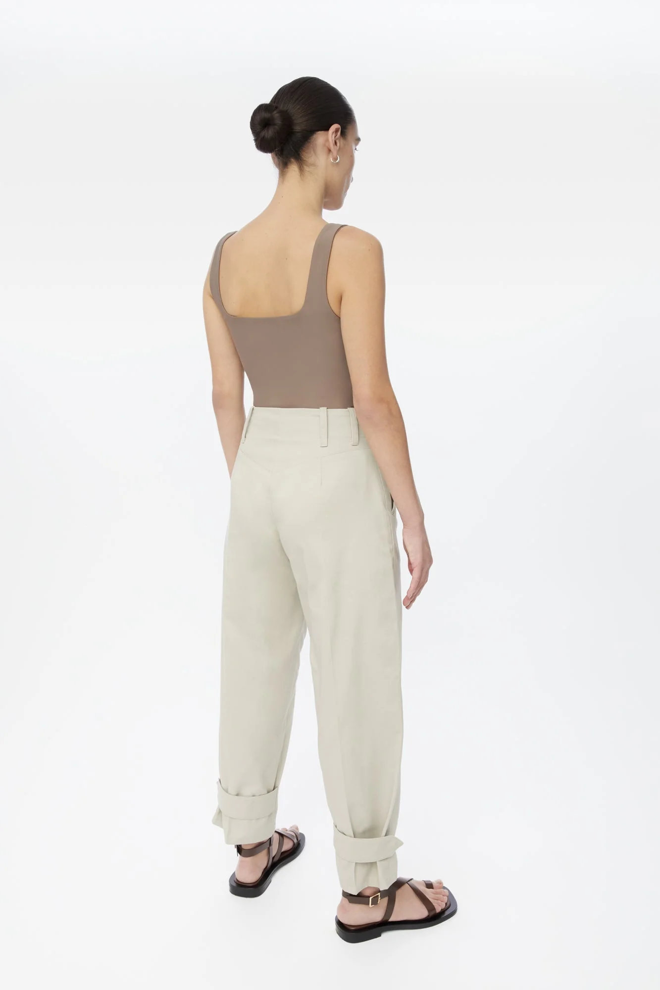 Canvas Cotton Utility Tapered Pants in Olive Green - Image 10