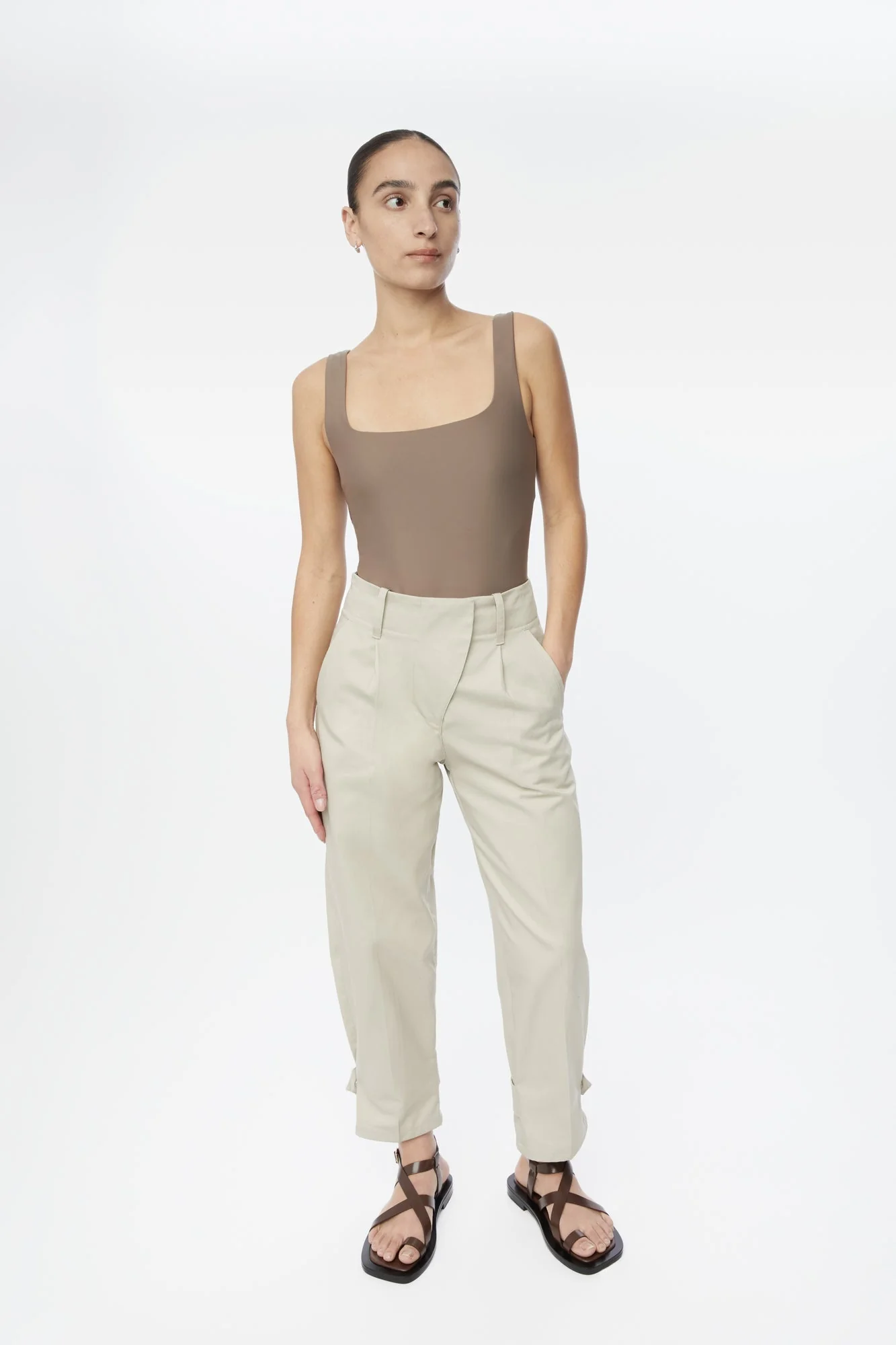 Canvas Cotton Utility Tapered Pants in Olive Green - Image 7