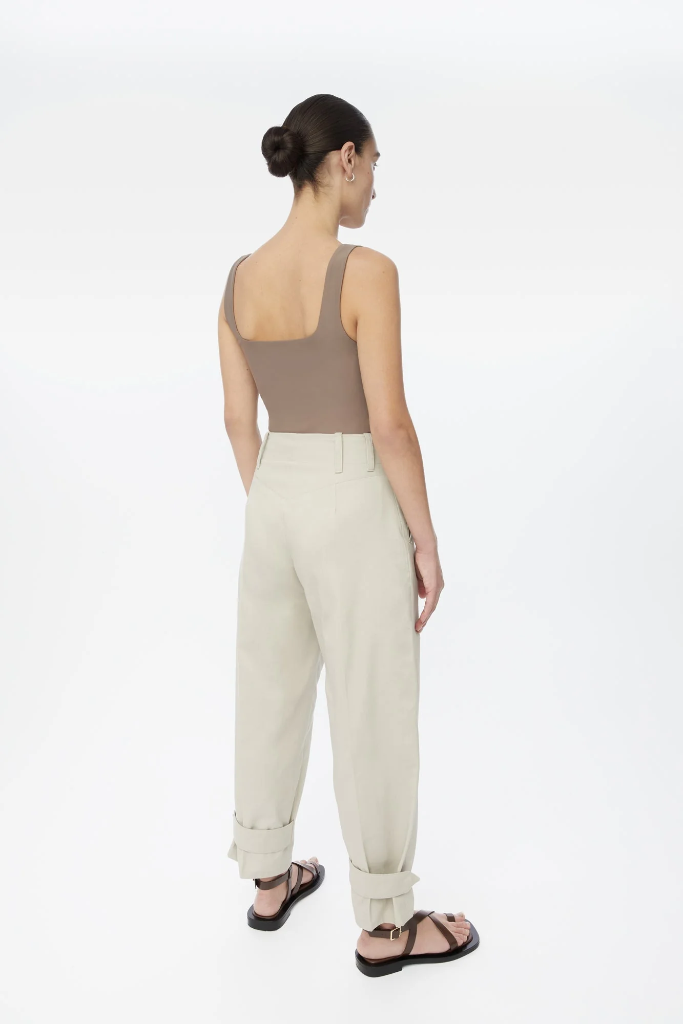 Canvas Cotton Utility Tapered Pants in Olive Green - Image 9