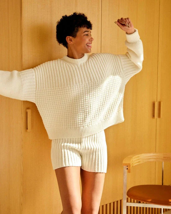 Delčia Cotton Sweater in White - Image 5