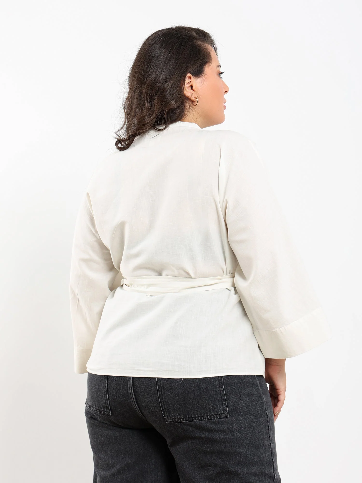 Hadia Wrap Top in Sugar White - Image 4