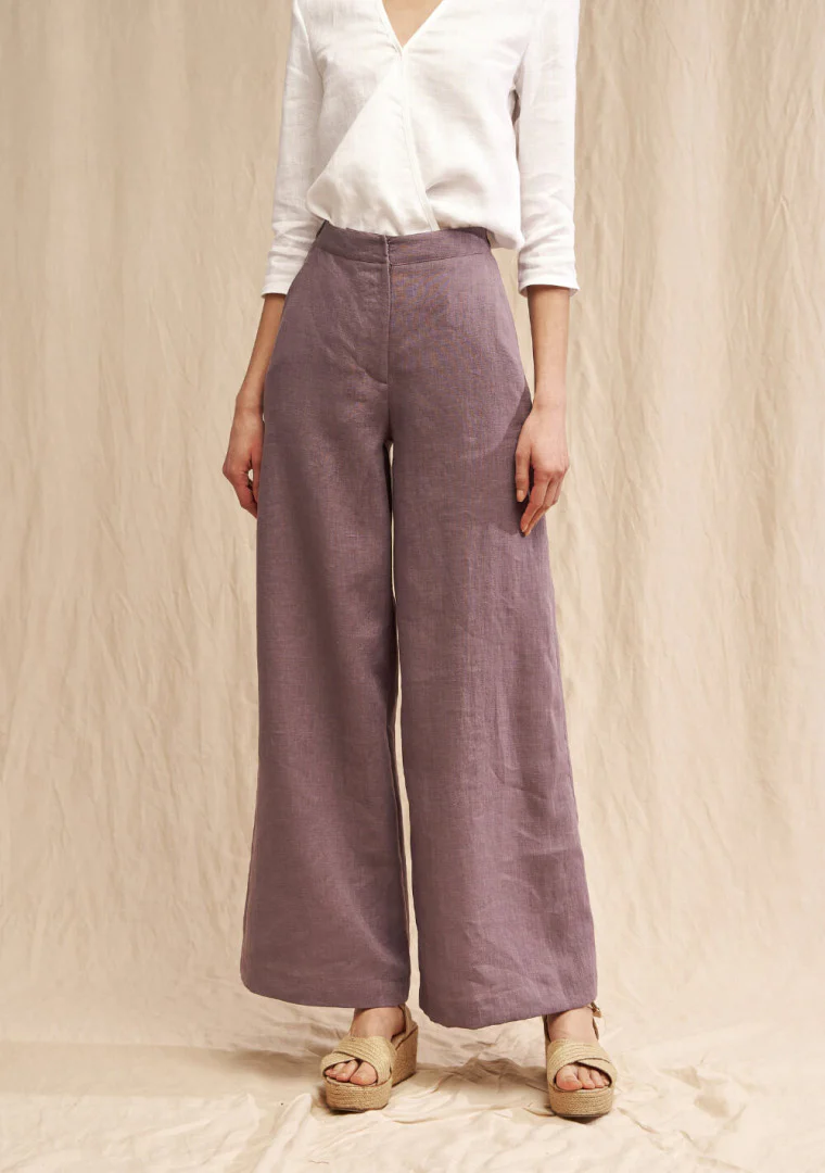 High Waisted Linen Palazzo Pants - Image 3