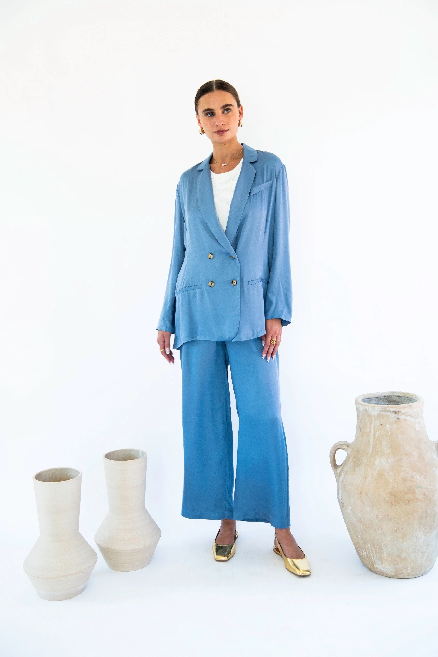 Jane Double Breasted Jacket - Satin Tencel - Image 12