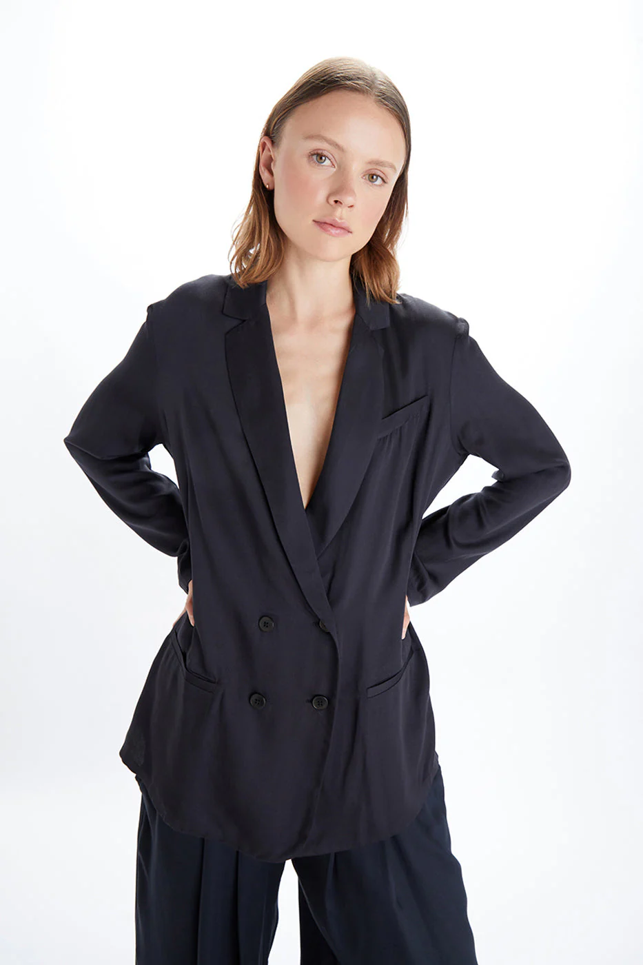 Jane Double Breasted Jacket - Satin Tencel - Image 20