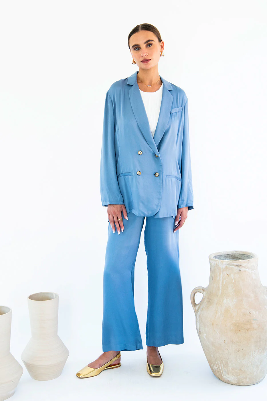 Jane Double Breasted Jacket - Satin Tencel - Image 23