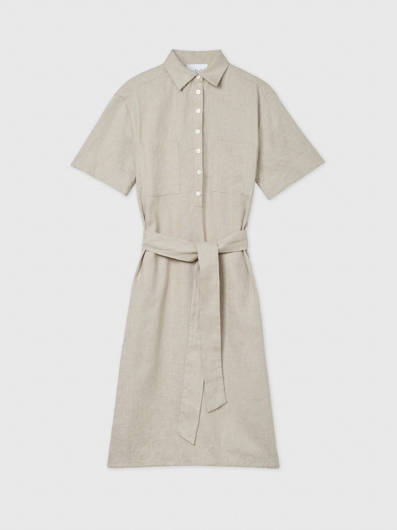 Linen Midi Shirtdress in Oat - Image 5
