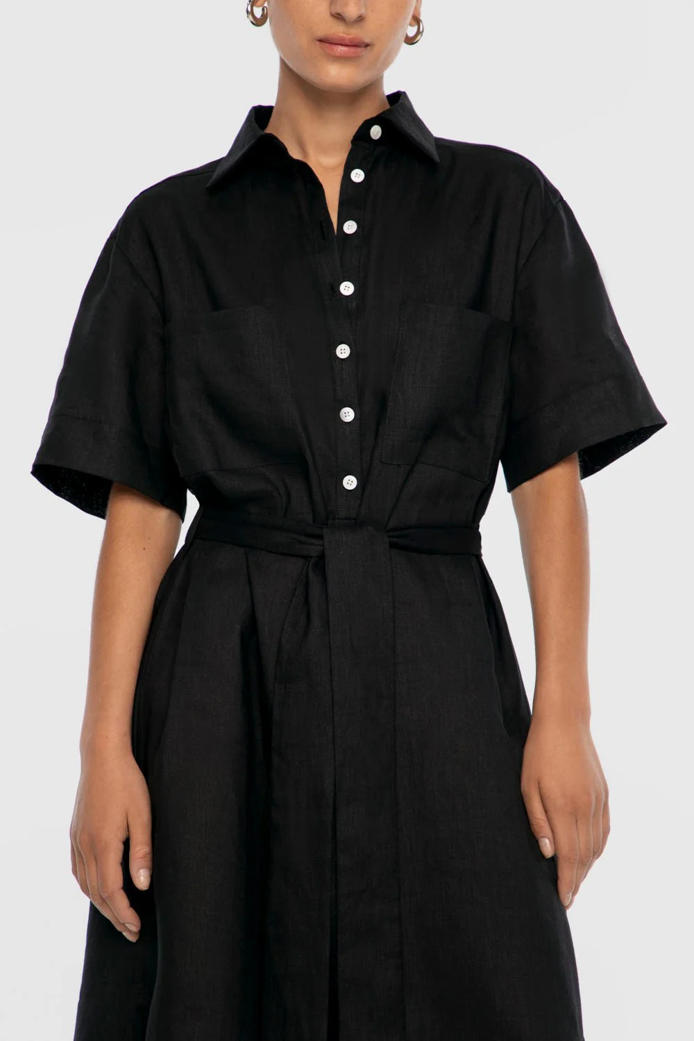 Linen Midi Shirtdress in Oat - Image 8