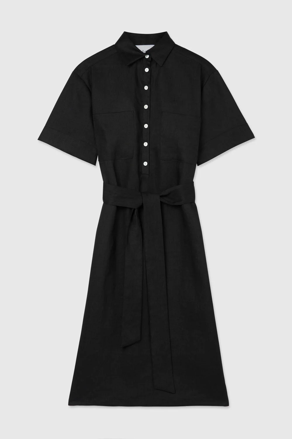 Linen Midi Shirtdress in Oat - Image 10