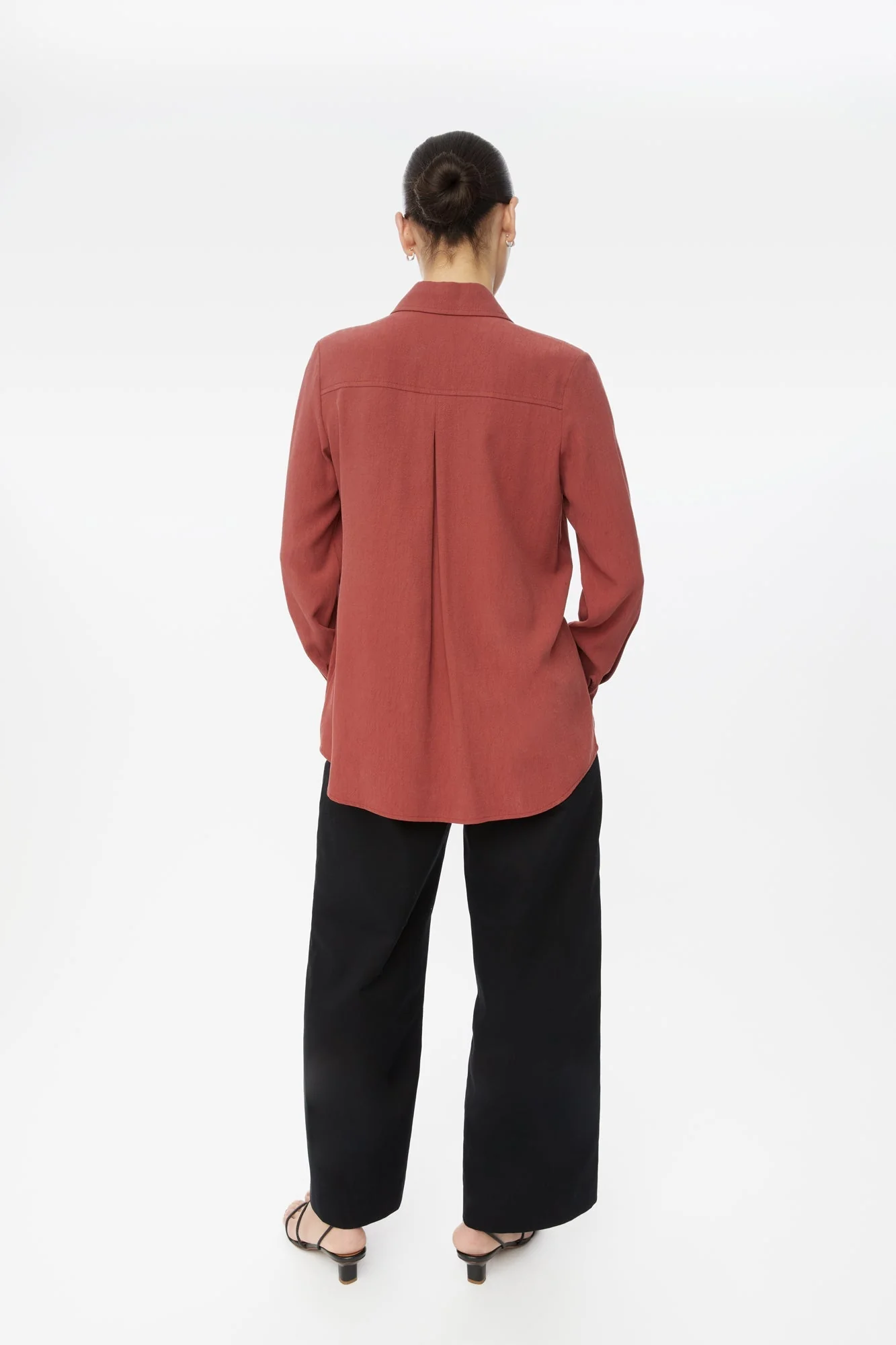 Long Cuff Relaxed Top in Terracotta Red - Image 3