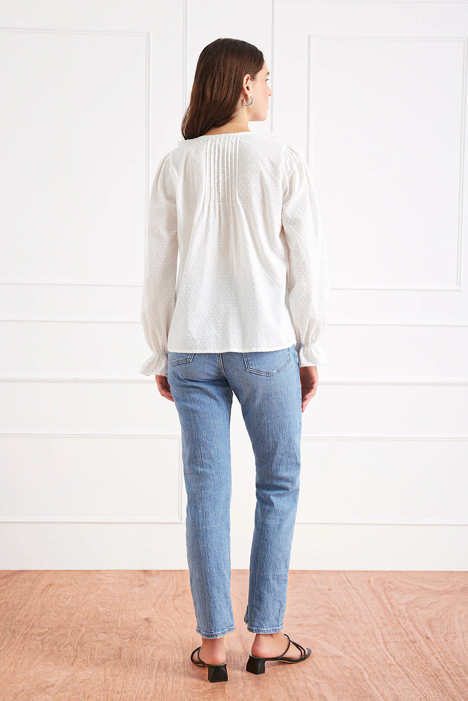 Long Sleeve Chloe Shirt in Off White - Image 4