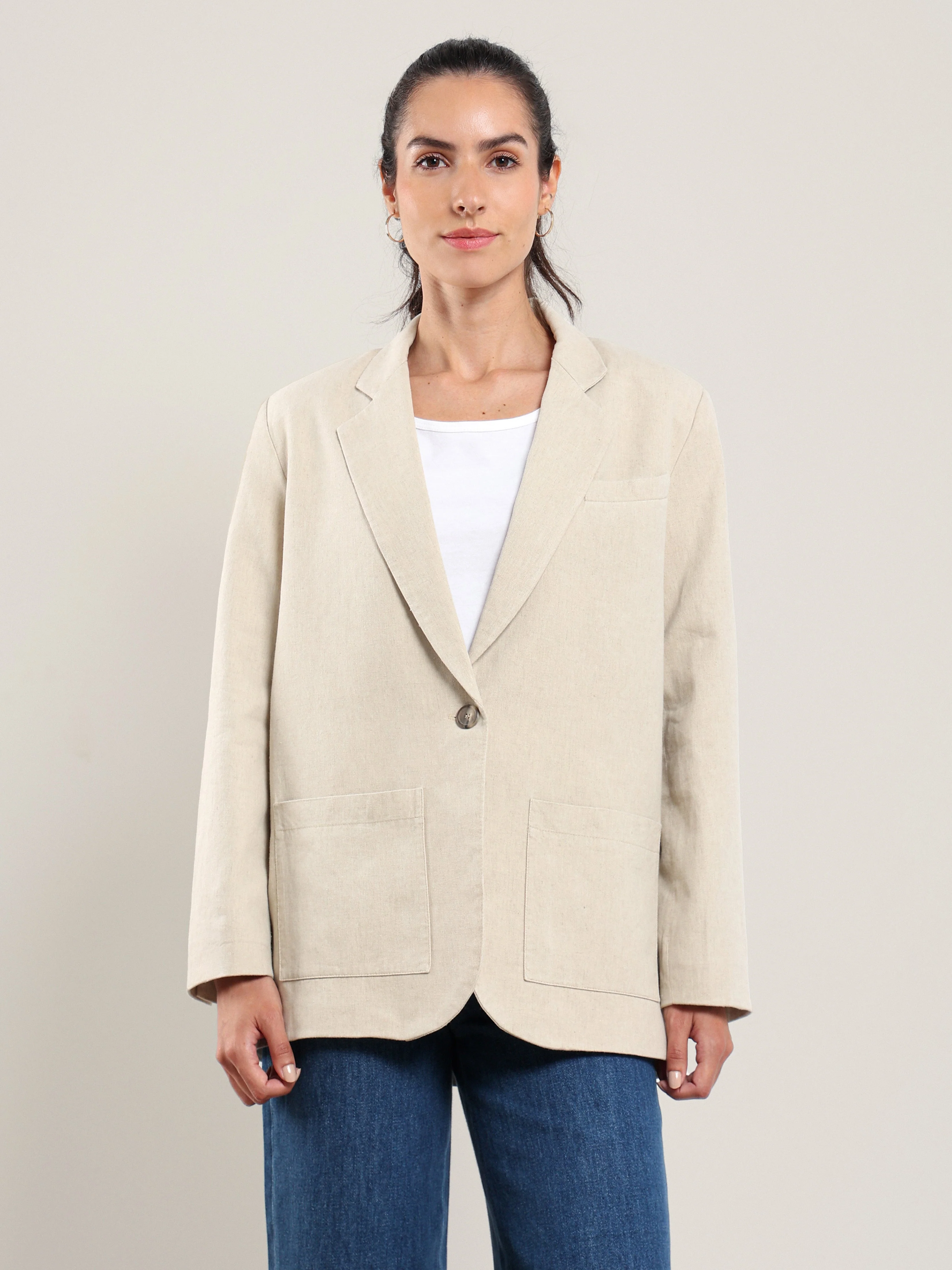 Martina Single Button Blazer in Nile Silt - Image 5