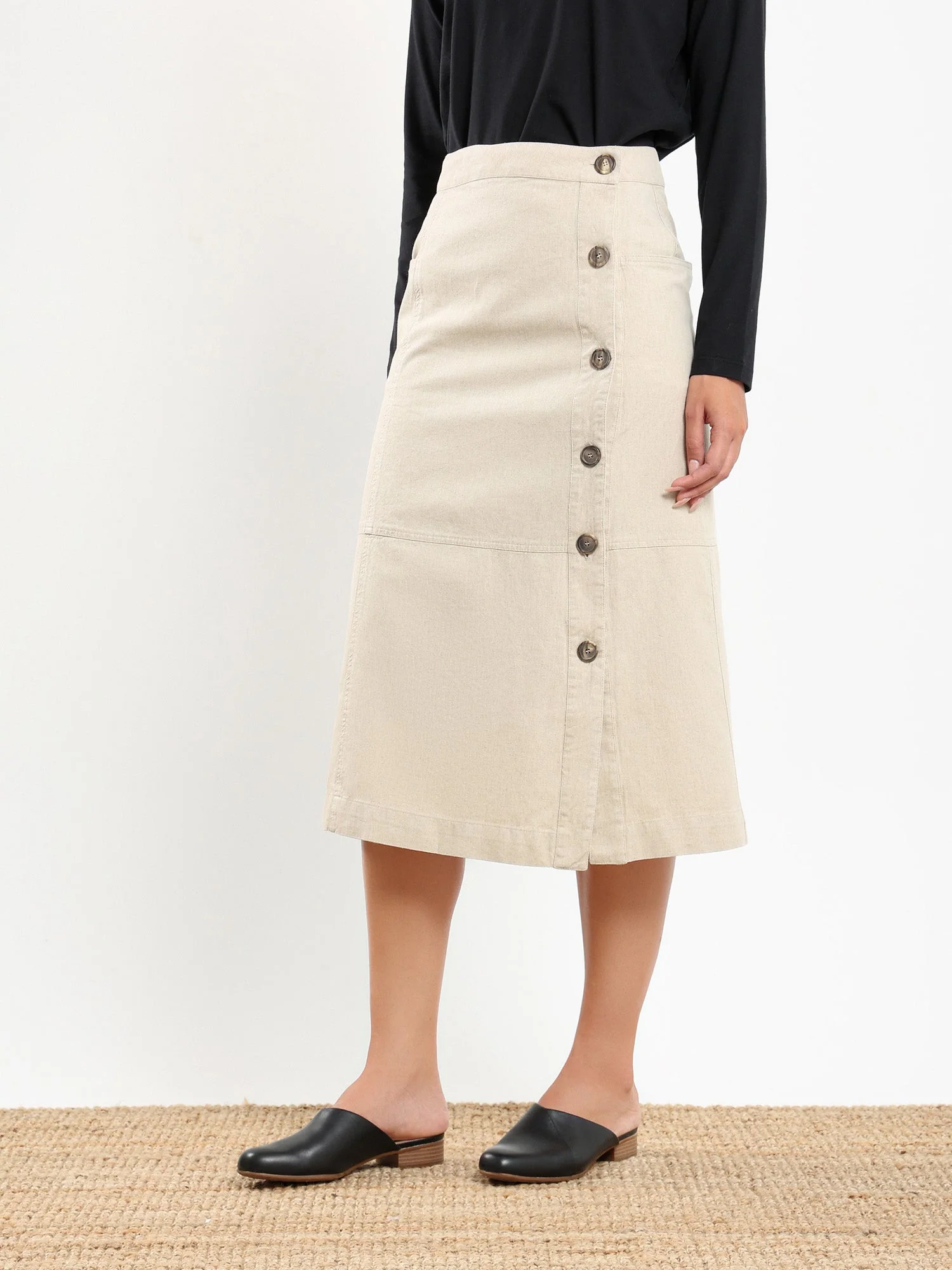 Nour Side Button Up Skirt in Desert Sand - Image 4