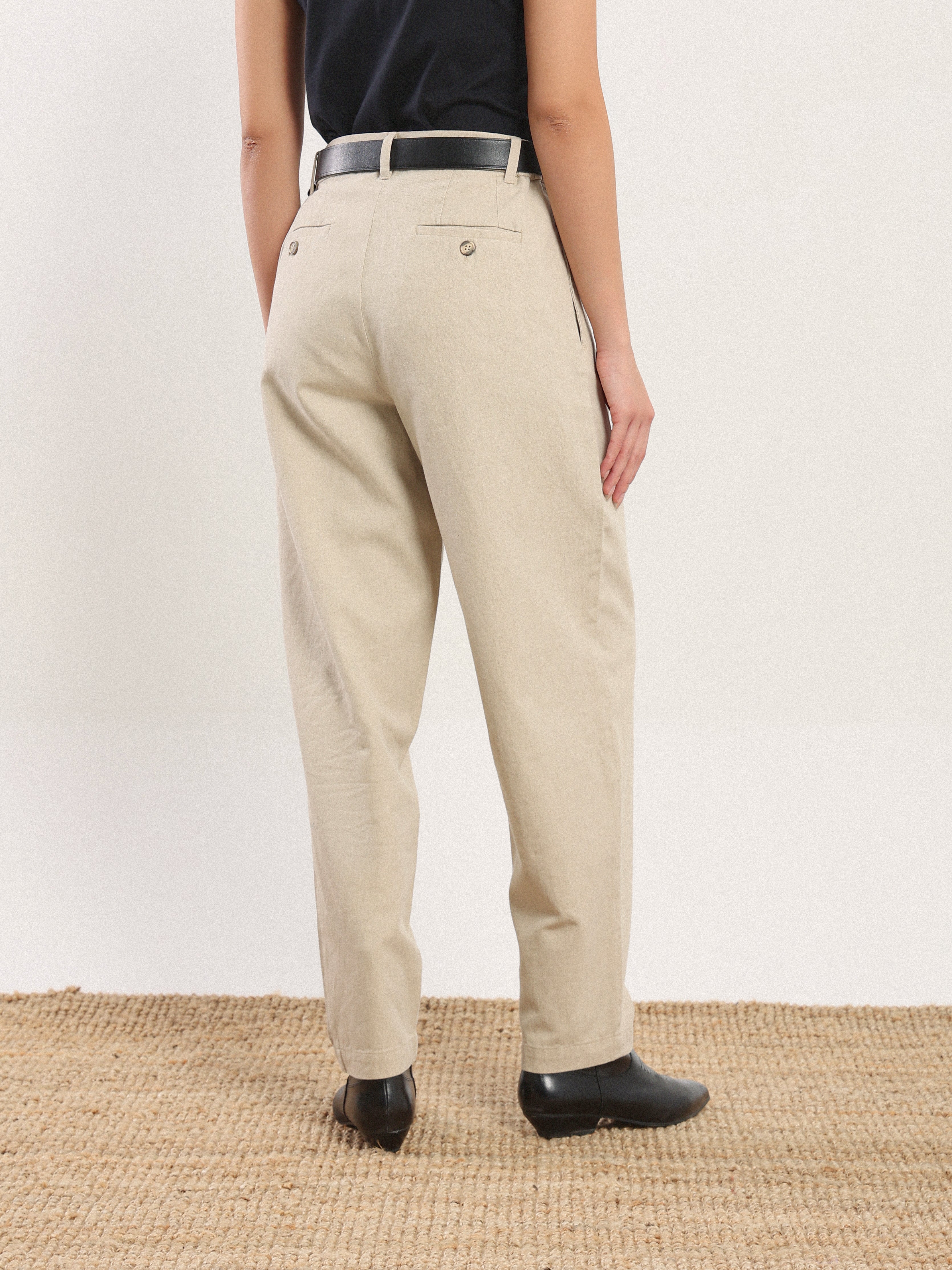 Ranya Pleated Trouser in Desert Sand - Image 3