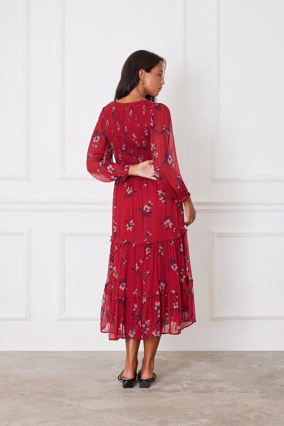 Stella Midi Dress in Cranberry Floral - Image 5