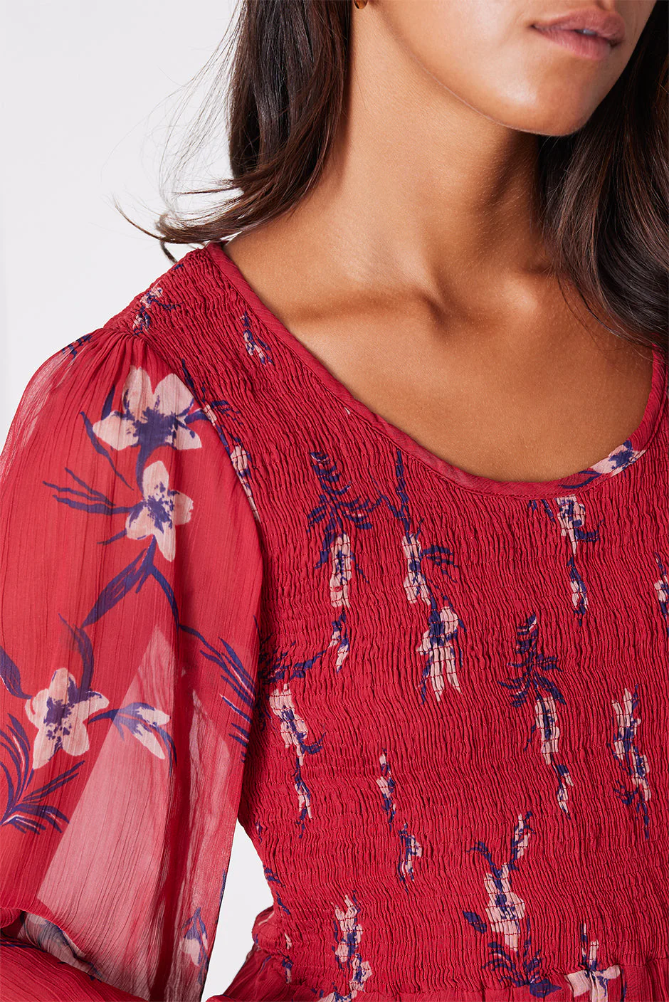 Stella Midi Dress in Cranberry Floral - Image 6