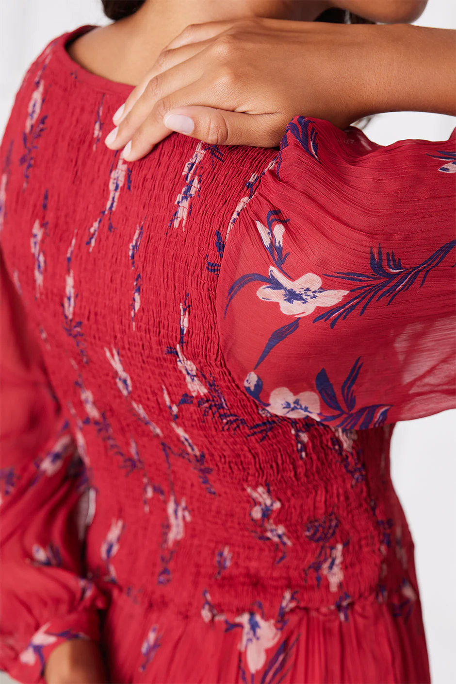 Stella Midi Dress in Cranberry Floral - Image 7