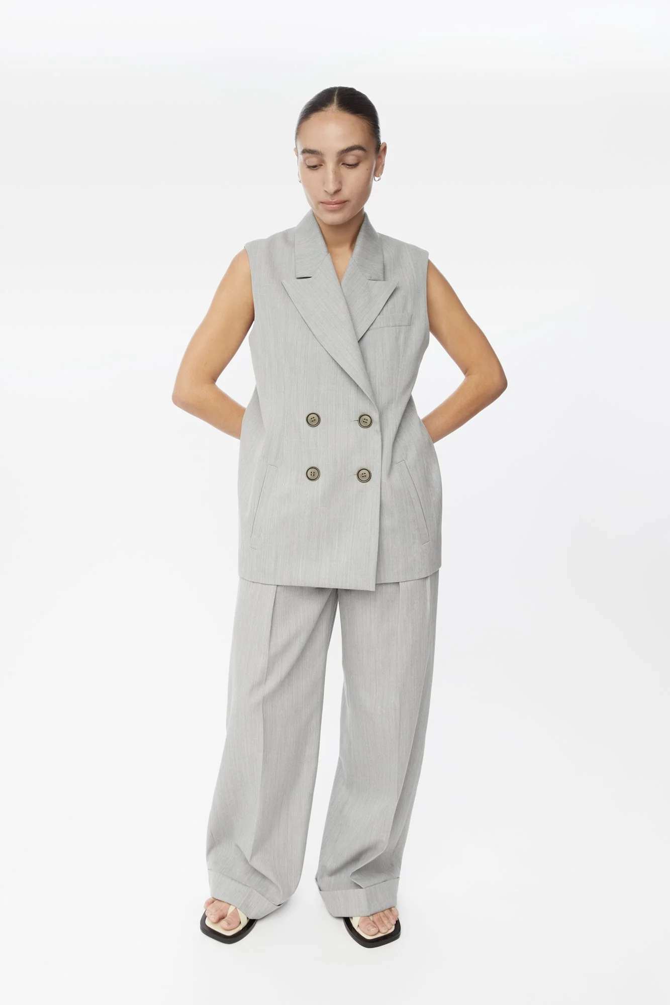 Wool Blend Double Breasted Vest - Image 3