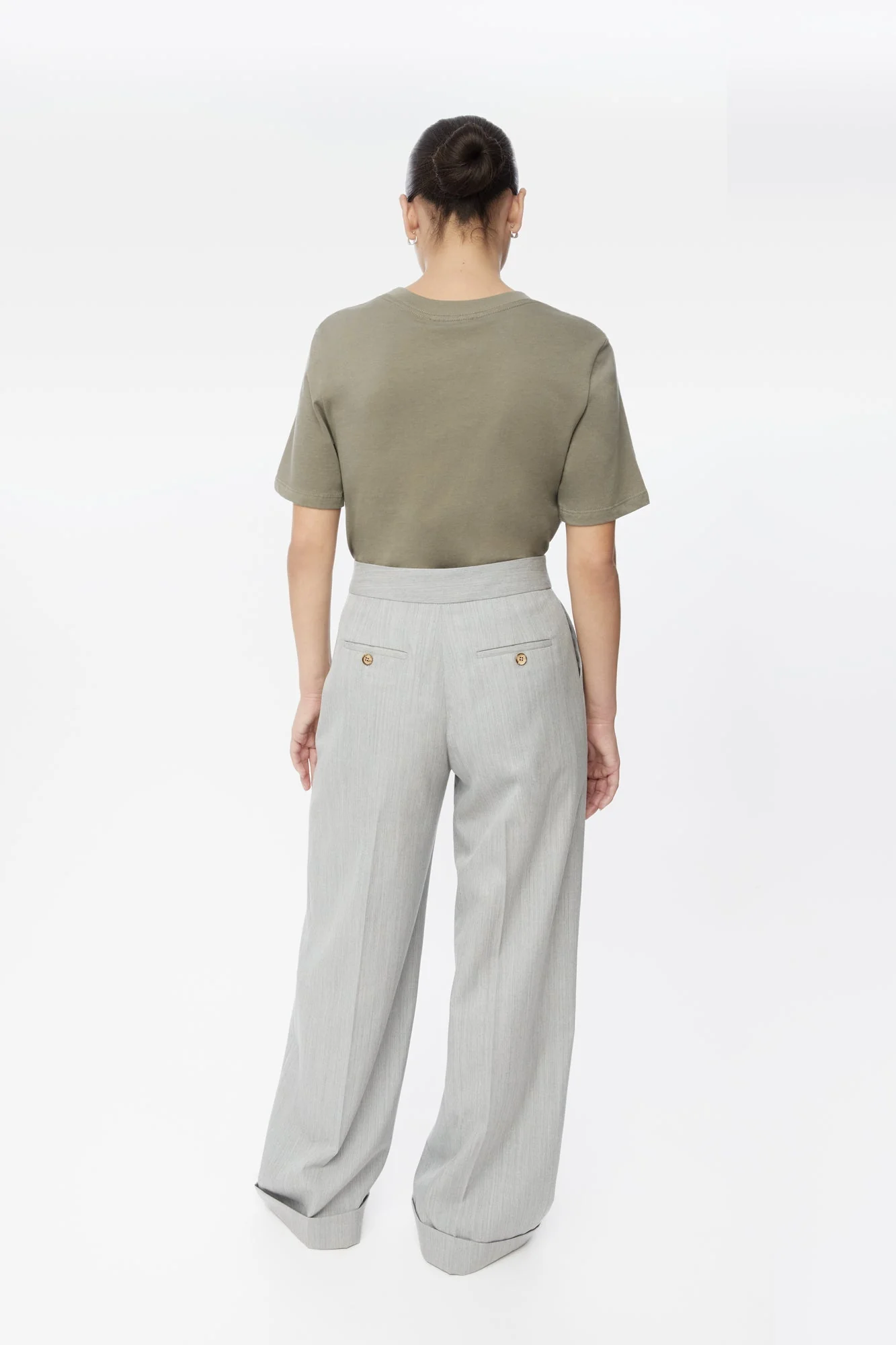 Wool Blend Pleated Wide Leg Pants - Image 3