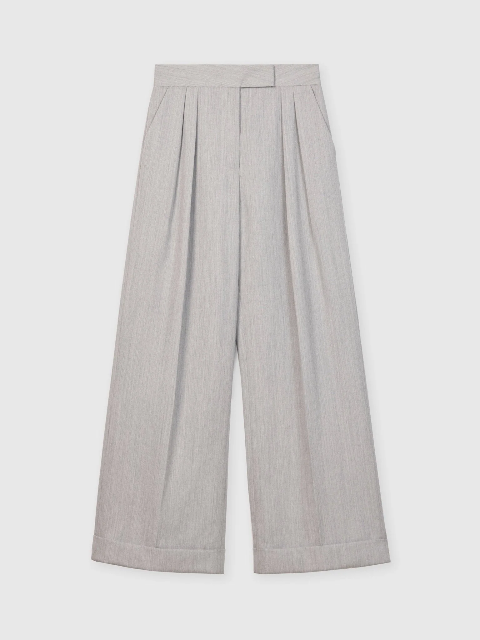 Wool Blend Pleated Wide Leg Pants - Image 4